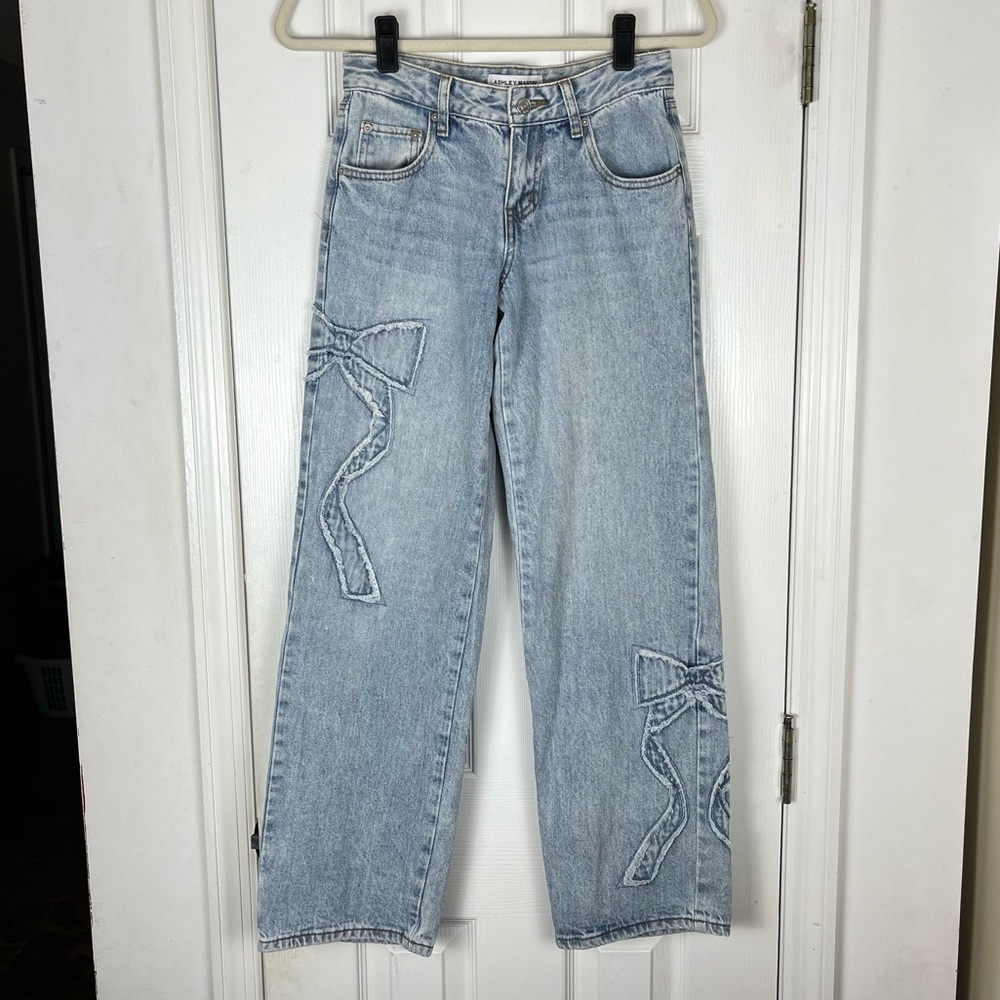Ashley Mason Premium Patch Bow Jeans